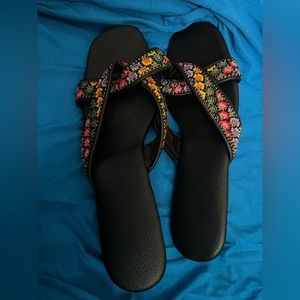 Sandals — beaded slip on from Malaka Malaysia. Size 8.